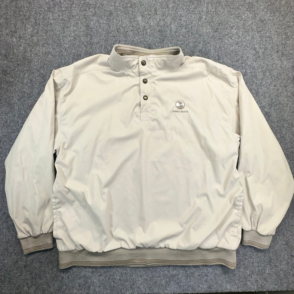 Tehama Clint Pebble Beach Windbreaker Mens XL Beige Golf‎ Pullover